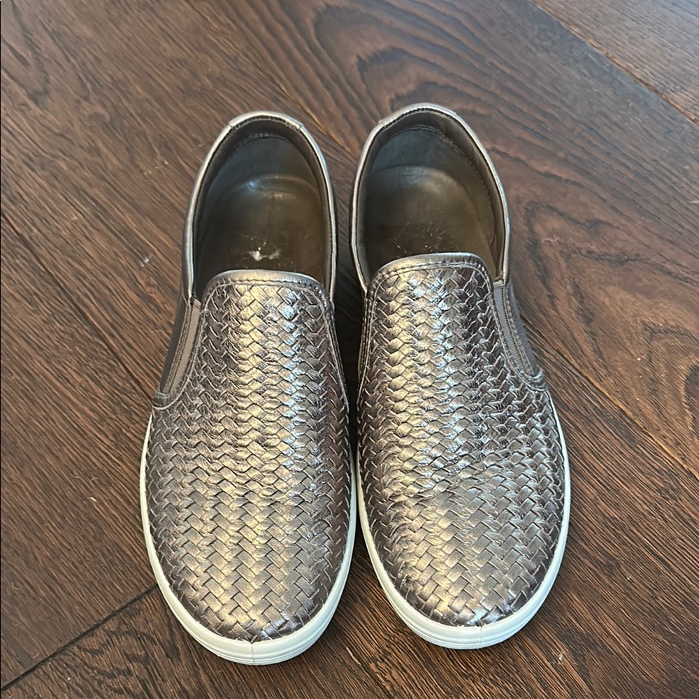 Ecco Silver Soft Woven Slip on Sneaker Comfort Size 40